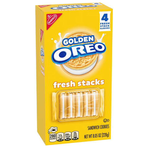 Oreo Fresh Stacks Golden Sandwich Cookies Travel Snacks - 8.05oz