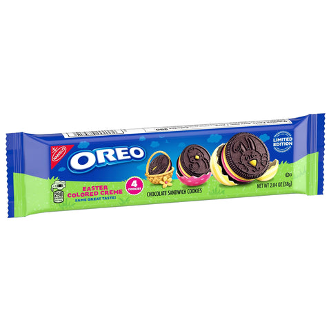 Oreo Pink and Yellow Creme Chocolate Sandwich Limited Edition Easter King Size Cookies - 2.04oz