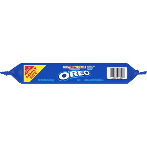 Oreo Birthday Cake Creme Chocolate Sandwich Cookies Family Size - 17oz