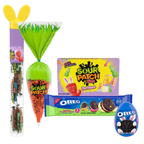 Oreo 2.04oz Pink & Yellow Cookies + Oreo 0.78oz Easter Egg + SOUR PATCH KIDS 3.1oz Bunnies + 5oz Carrot + 2.13oz Candy Topper