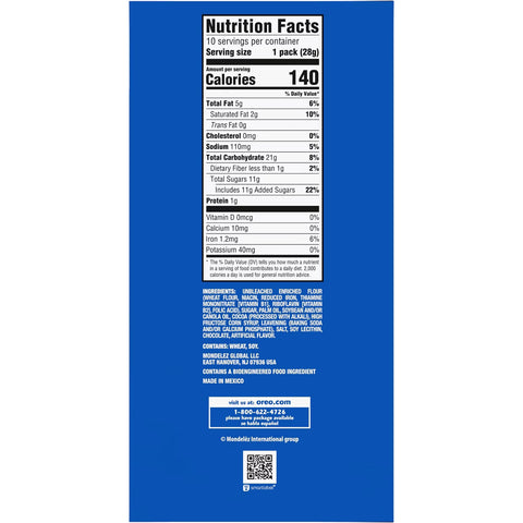 Oreo Mini Chocolate Sandwich Cookies Snack Pack - 10oz/10ct