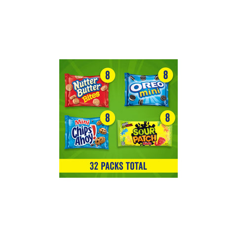 OREO Mini Cookies, CHIPS AHOY! Mini Cookies, SOUR PATCH KIDS Candy & Nutter Butter Bites Cookies & Candy Variety Pack - 40oz/32ct