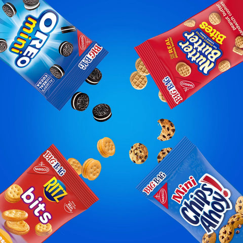 OREO Mini Cookies, CHIPS AHOY! Mini Cookies, Nutter Butter Bites & RITZ Bits Cheese Crackers Variety Pack - 45oz/15ct