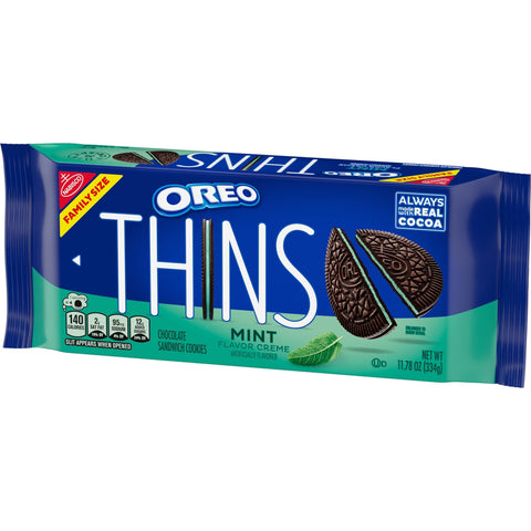 Oreo Thins Mint Creme Chocolate Sandwich Cookies Family Size - 11.78oz