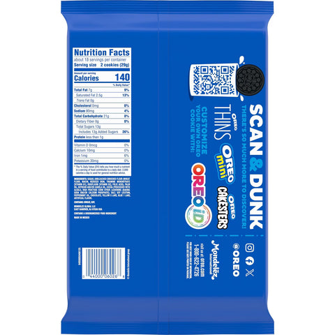 Oreo Mint Creme Chocolate Sandwich Cookies Family Size - 18.71oz