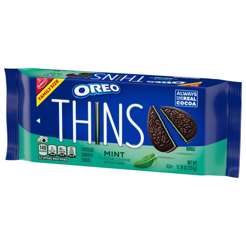 Oreo Thins Mint Creme Chocolate Sandwich Cookies Family Size - 11.78oz