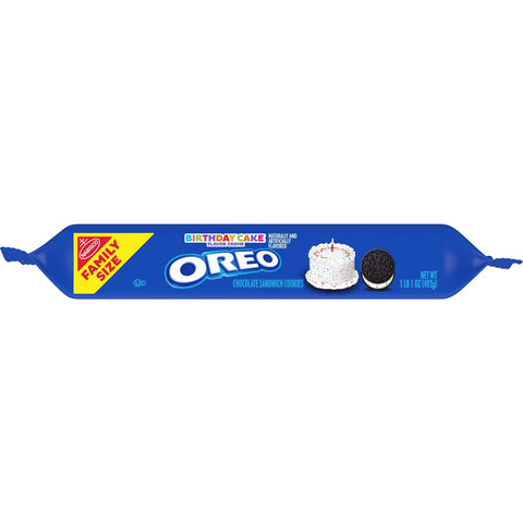 Oreo Birthday Cake Creme Chocolate Sandwich Cookies Family Size - 17oz